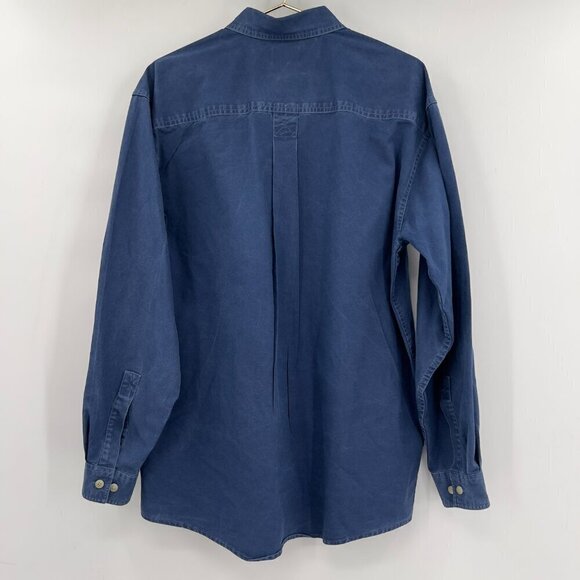 LL Bean Mens Large Regular Long Sleeve Button Up Blue Shirt - Picture 2 of 9